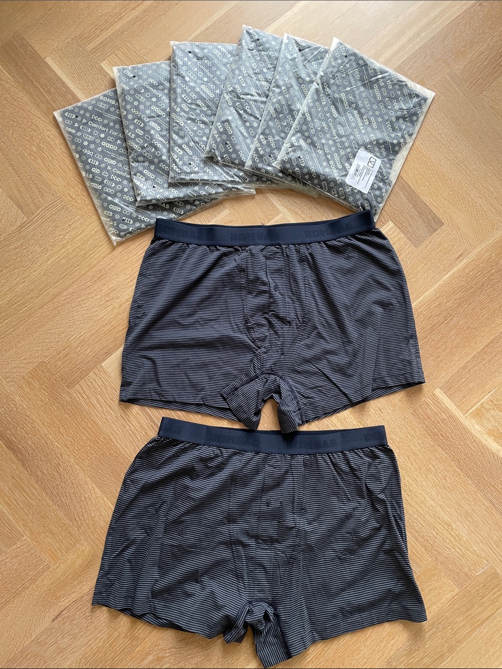 8 pair bombas cotton modal blend boxer short size XL stripe